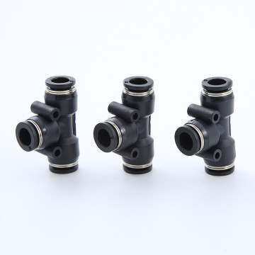 Ningbo Wholesale PU PV PT PE Plastic Pneumatic Fittings - Black & White Push Connectors 8mm 6mm Tee