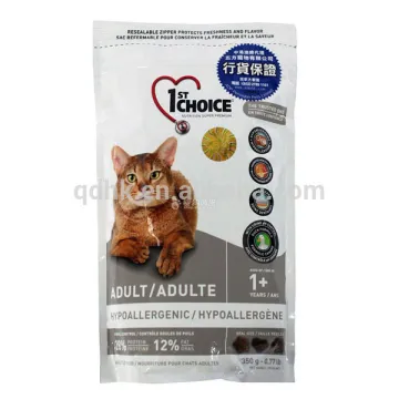 Stand up plastic pouch for cat food