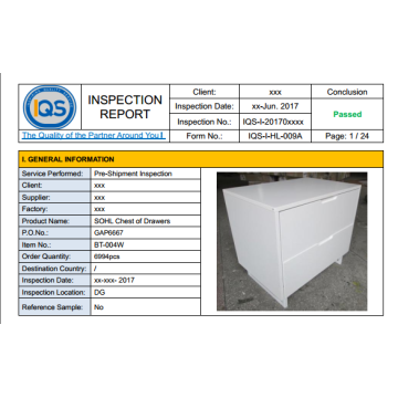 Pre-Production Inspection Furniture