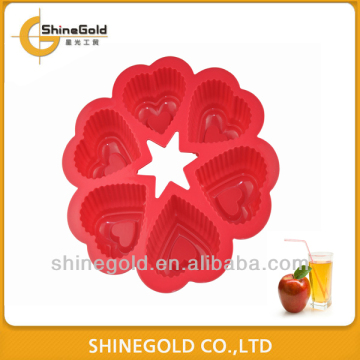 6 cup heart/flower silicone baking mould