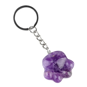 Amethyst Cat Claw Keychain Handmade Craved Animal Palm Pendant Key Accessories