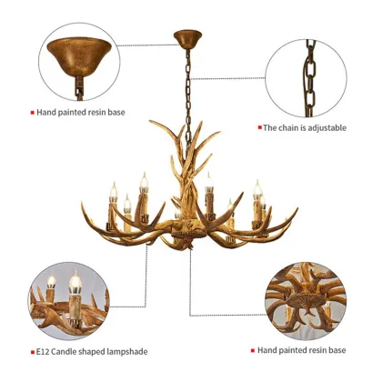 Rustic LED Antique Pendant Lamp: Deer Antler Chandelier