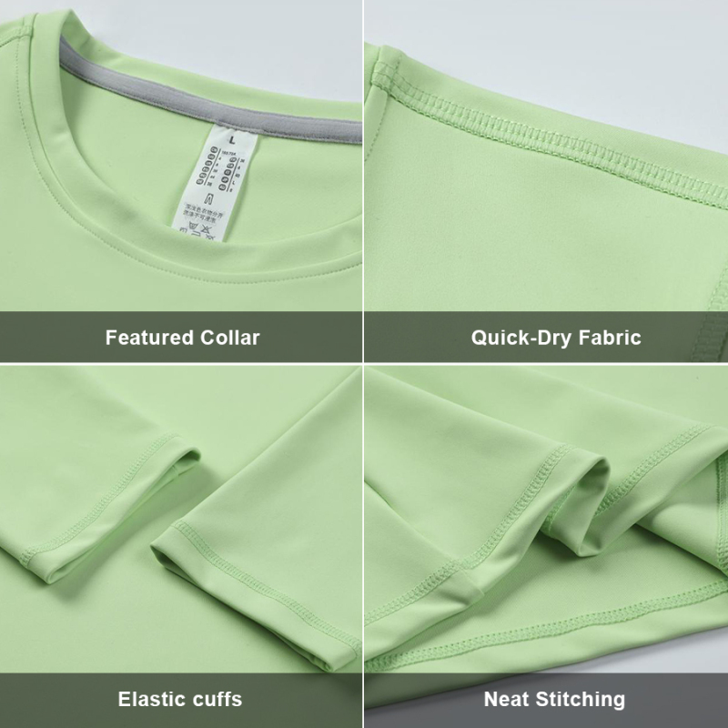 Custom Logo Women Sports Long Round Collar Shirts
