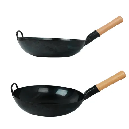 Preseason handmade round bottom carbon steel Wok Chinese Wok Traditional Cantonese wok