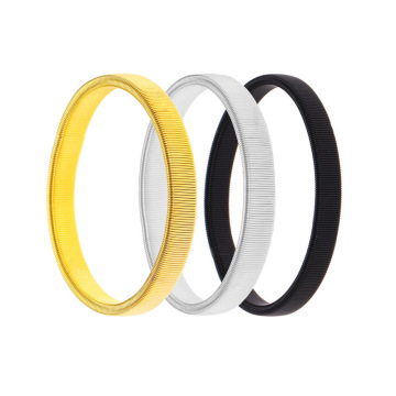 Gelang Band Lengan Log Metal Spring Stretch Lelaki Lelaki Bergaya dengan Cufflinks - Emas, Hitam, Perak