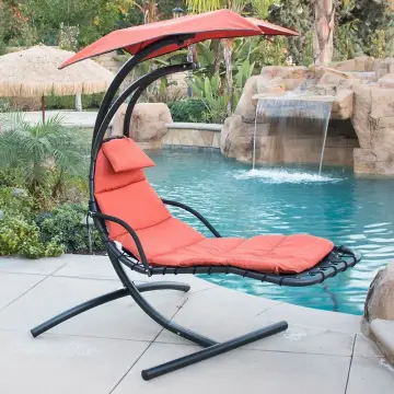Outdoor Relaxation: Dream Chair Suspended Lounger with Umbrella and Canopy Porch Swing Sun Lounger