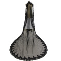 Real Photos Black Lace Wedding Veil One Layer 3 M Cathedral Long Bridal Veil with Comb Wedding Head Accessories