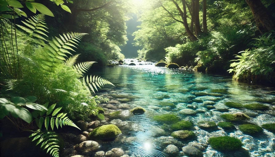 A crystal-clear water stream A crystal-clear water stream