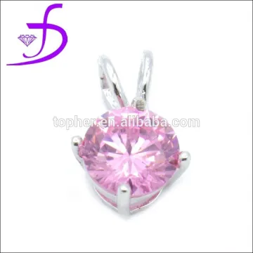 Wholesale 925 sterling silver jewelry single pink stone pendant