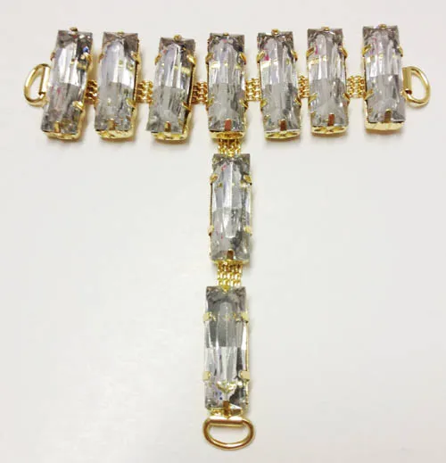 White Crystal Stones Embellished Women`s Flats T-Strap Diamante Sandals Trim