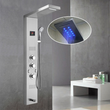 Stainless Steel Shower Panel with LED and Massage Jets