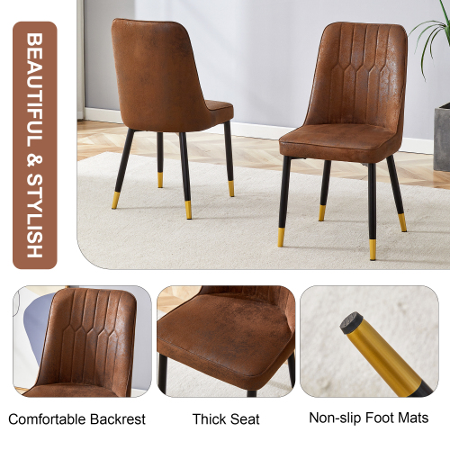 Brown Suede-like Velvet Dining Chair5