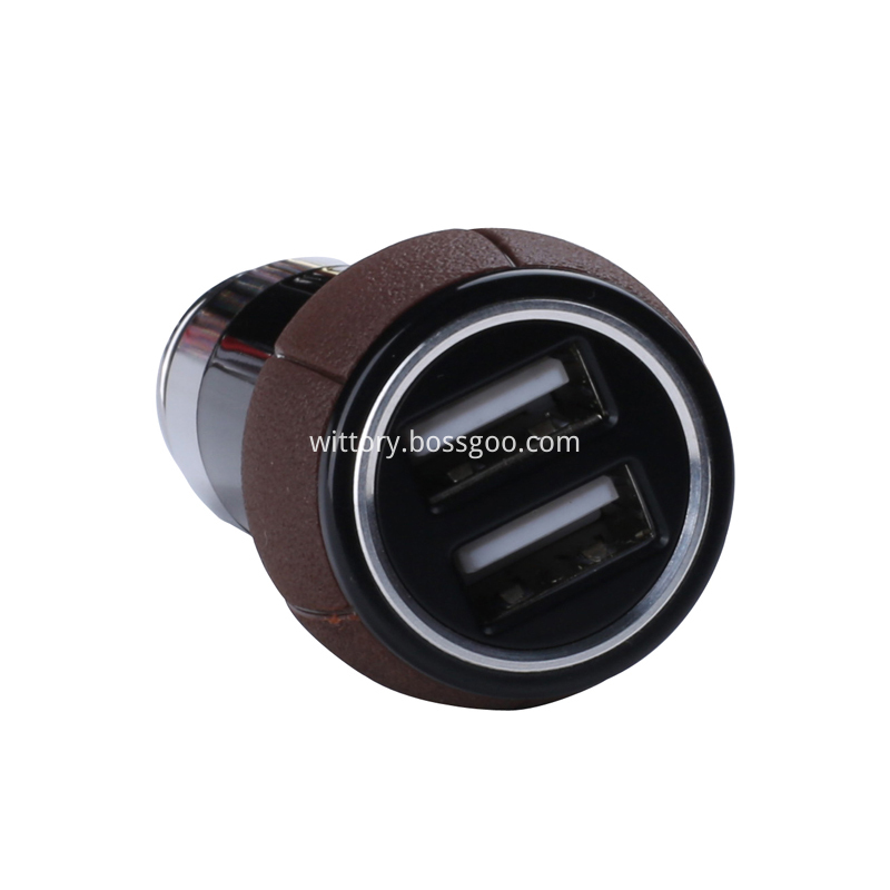 Coffee leather grain smart car charger