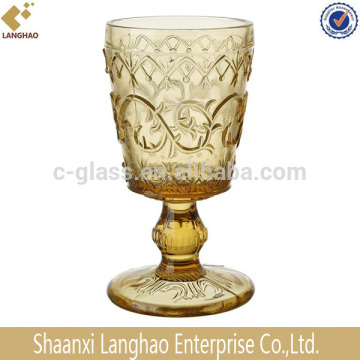 Clear Embossed Thick Glass Goblet