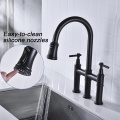 Bronze Three Hole Kitchen Tap Faucet with Pull Out Spray