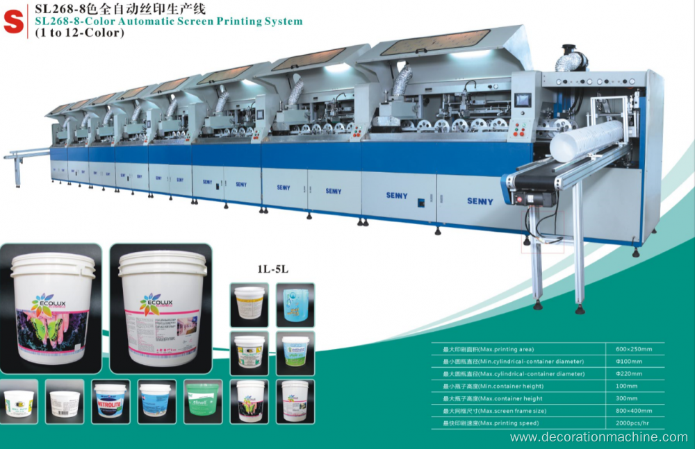 Automatic UV Screen Printing Machine for 1-5L Pails