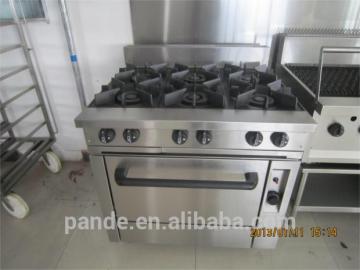Commercial stainless steel 4 burner gas stove with oven