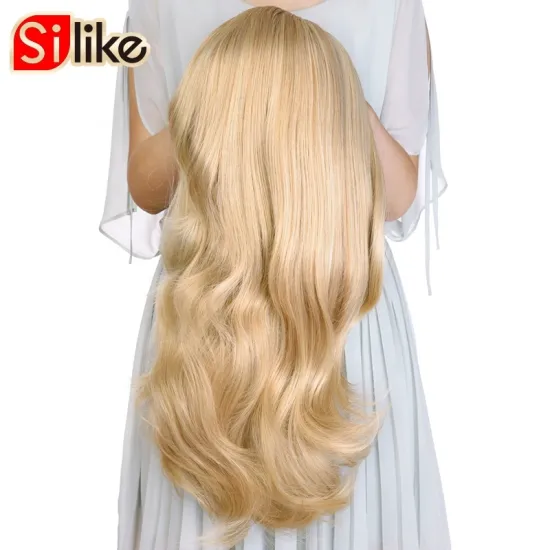 Silike 24 Inch Half Wig Blond Ombre Color Clip In Synthetic Curly Wave  Hair Extension Free Sample Hair Bundles Wig