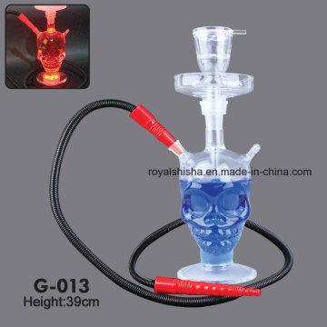 Nouveau design tout le verre Kaya Skull Hookah Shisha avec LED Light