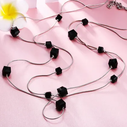 Jenia China Wholesale Double Chain Women Bead Colour Crystal Necklace