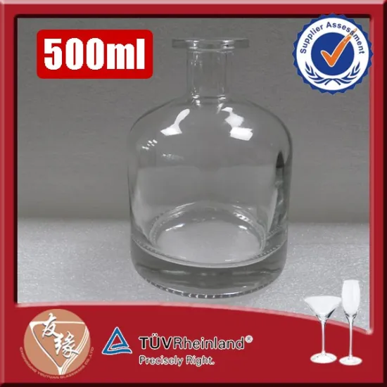 high-end quality 500ml cork top round small whisky liquor unusual glass bottles wholesale