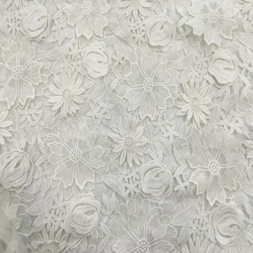 Milky Yarn 3D handgemachte Blumenstickerei Stoff