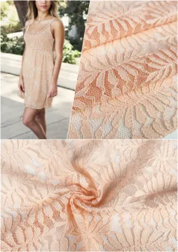 Nylon Spandex Plant Pattern Embroidery Lace Dress Fabric