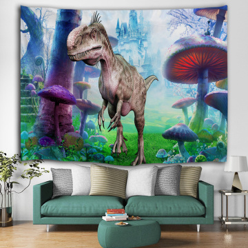 Tapeçaria de dinossauro Animais Selvagens Anicient Pendurado Na Parede Selva Tropical Natural Magic Castle 3D Cobertor de Parede para Crianças Quarto L