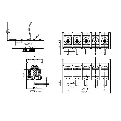 AT828-7.62XXX-R Barrier Terminal Block Pitch7.62mm 