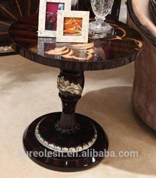 new classical antique living room hand carved solid wood silver foiled small round corner table