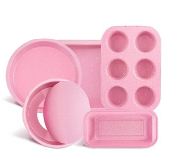 Stampi da forno per torta in acciaio carbone rosa caldo - set di padelle per torta, toast, pagnotta e pizza