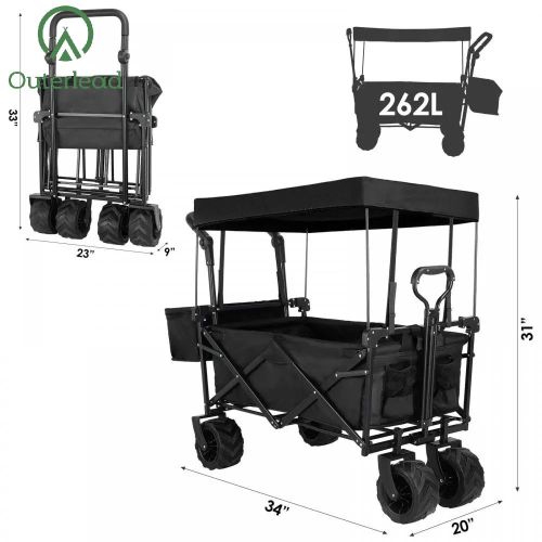 China Outerlead Folding Stroller Wagon with Removable Canopy Manufactory