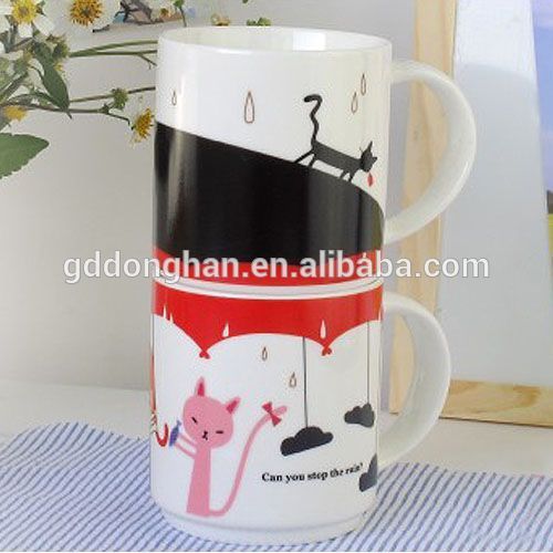 promotion gift set in ceramic heat sensitive color changing mugs