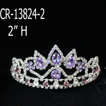 Venta al por mayor Big Violet Rhinestone Crown For Sale