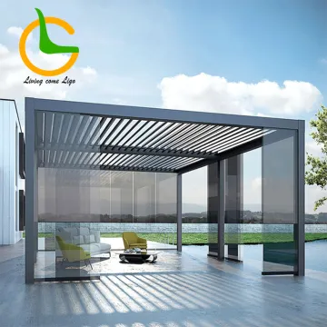 Waterproof PVC Pergola Sunshade: Folding Patio Awning with Aluminum Motorized Retractability