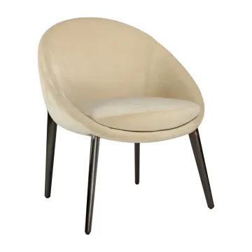 Italian minimalist leather metal frame single chair