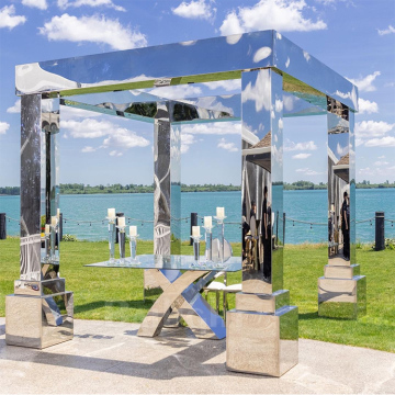 Silver Mirror PVC Stainless Steel High Stage Arch for Wedding Flowers