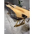 Modern Furniture Direct Solid Walnut Wood Cafe Coffee Kitchen Restaurant River Dining Table Epoxy Resin Slab