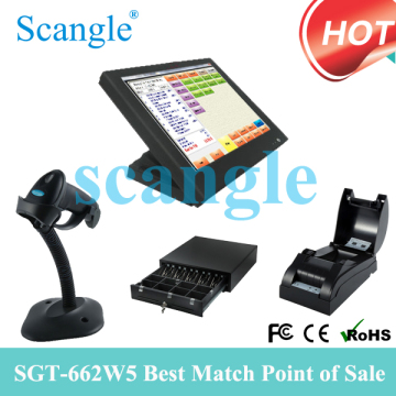 15 Inch Touch Screen POS Terminal POS System with Cash Drawer 58mm Thermal Printer Barcode Scanner