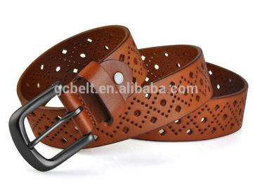 Fashion man and woman tan col cutout Genuine leather belt ,strong leather belt