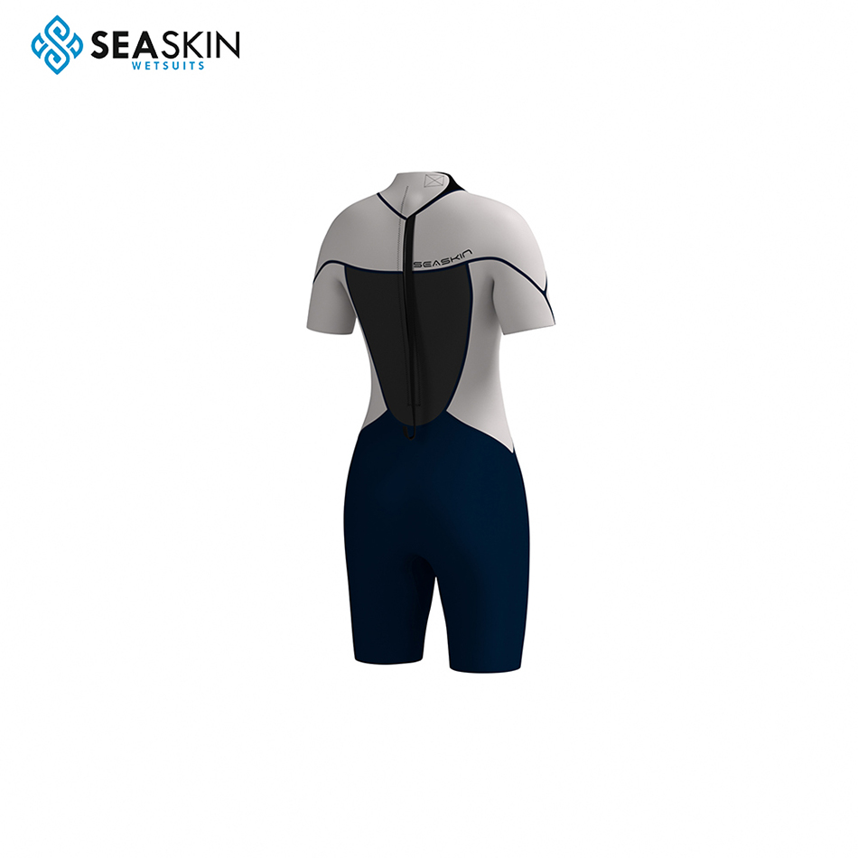 Seaskin Eco เป็นมิตรกับ Seasker ที่ปรับแต่งได้ด้านหลัง zip shorty wetsuit