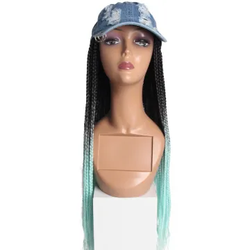 Fashionable Wigs hats style with cheap price synthetic hair baseball braided wigs,female fiber hair extension