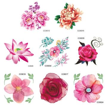 Cute Lovely 60* 60mm Tattoo Stickers Women Face Body Chest Art Temporary Tattoo Girl Waist Arm Flower Pattern Tattoos Stickers