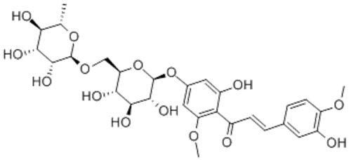 2-Propen-1-one,1-[4-[[6-O-(6-deoxy-a-L-mannopyranosyl)-b-D-glucopyranosyl]oxy]-2-hydroxy-6-methoxyphenyl]-3-(3-hydroxy-4-methoxyphenyl)-,( 57251623,2E)- CAS 24292-52-2