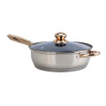 Stainless Steel Frying Pan with Blue Glass Lid