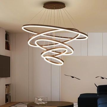 Nordic Modern LED Pendant Lamp for Home Decoration - 2022 Rose Gold C Ring Chandelier