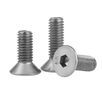 Anti-Vibration Hex Socket Countersunk Stainless Steel Screws with Rubber Inserts, Size M8 and Titanium Binding Cap in Inch Measurement