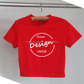 T-shirt curto vermelho personalizado das senhoras
