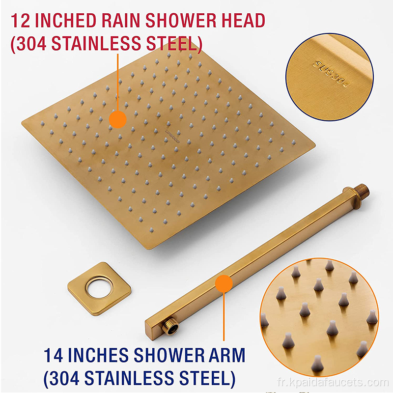 Ensemble de robinet de douche de pluie en laiton