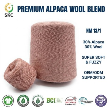 Alta qualidade nm13/1 fio de mistura de lã de alpaca 30% alpaca 30% lã 40% nylon super macio tricotado à mão suéteres de luxo ecológicos